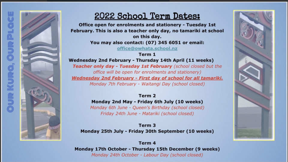  whata School Term Dates 2022